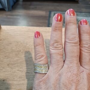 2 For $25 Elegant Yellow Gemstones and Silver Colored Band Ring